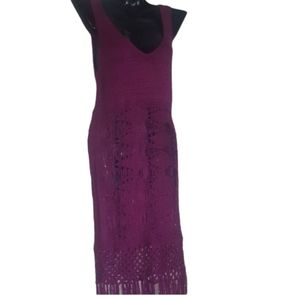 🍬Purple Nick & Me loose crochet Tank Dress size L